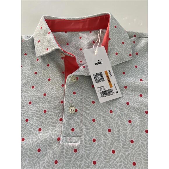 Puma Pique Botanic Golf Polo PEACEFUL BLUE-PEACH FROST S 628831 - Picture 4 of 8